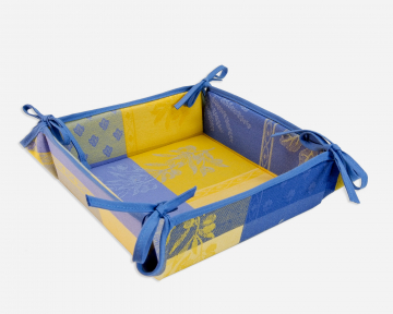 Корзинка для хлеба текстильная, в желто-синих тонах с тканым рисунком производителя Maison Gabel Biot (Франция)