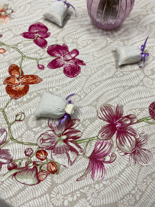 Скатерть-покрывало "Орхидеи" жаккард производителя Tissus Toselli (Франция)