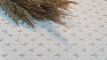 Кремовая скатерть "Ванту" жаккард с защитой тефлон производителя Tissus Toselli (Франция)