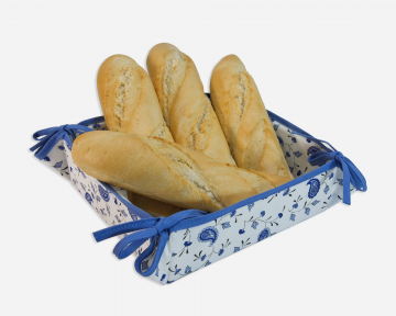 Корзинка для хлеба текстильная, белая с напечатанными синими узорами в провансальском стиле производителя Maison Gabel Biot (Франция)