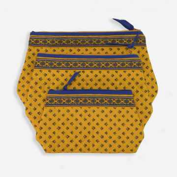 Косметички текстильные "Биот" желтые с синим  производителя Maison Gabel Biot (Франция)